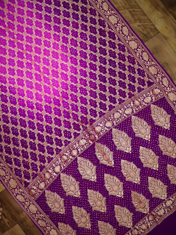 Saree Pure Khaddi Georgette Bandhani