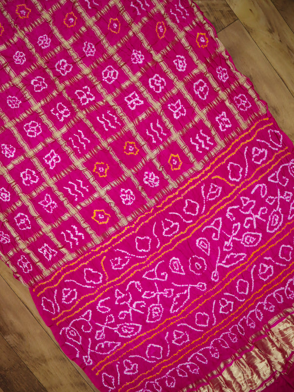 Saree Pure Gaji silk Gharchola with Bandhani